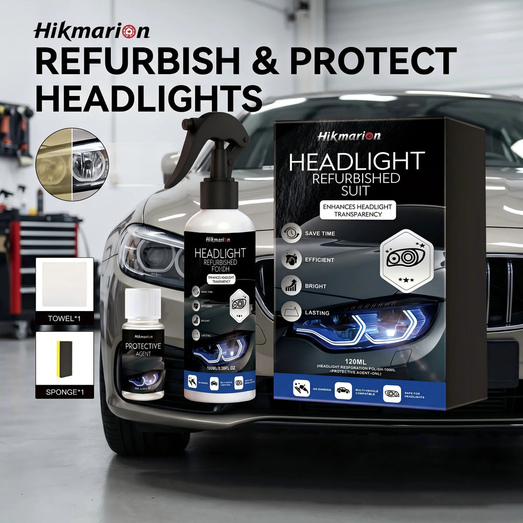 Car Headlight Restoration Kit Scratch Remove Oxidation and Yellowing Restore Clarity Brightness No-Sanding Headlight Polish Oasis Select