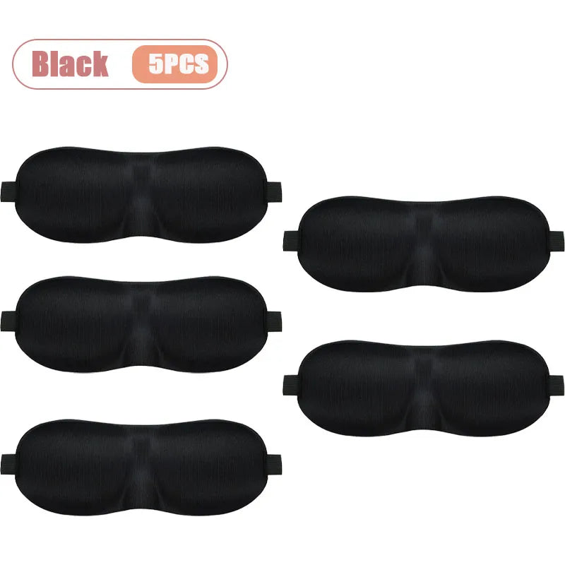 3D Contour Sleep Mask for Men Women No Pressure Memory Foam Breathable Travel Blindfold with Adjustable Strap Block Out Light Oasis Select Black-5PCS