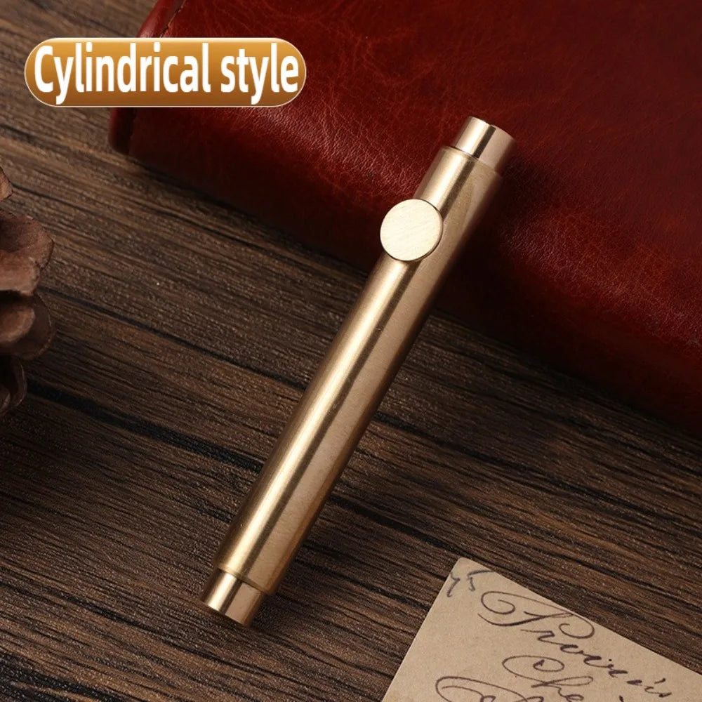 Portable Scalable Metal Fountain Pen Handwriting Retro Vintage Brass Pens Short Artist Writing Mini Pocket Pen Stationery Oasis Select Cylindrical Style