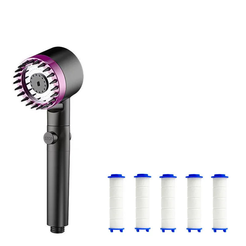 Head massage showerhead one click water stop filter for shower heads bathroom accessories knobs showers parts fixture home Oasis Select Purple suit A