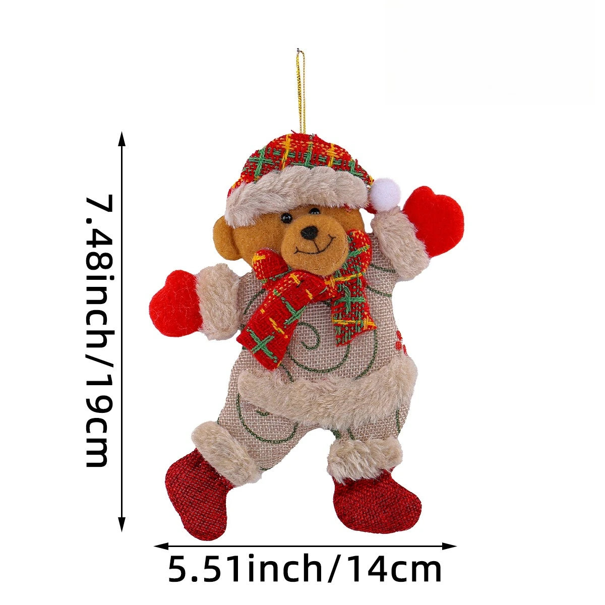 Christmas Dancing Old Man Snowman Small Figurine Pendant, Holiday Christmas Tree Doll Decoration and Arrangement Pendant Oasis Select G1-22 bear