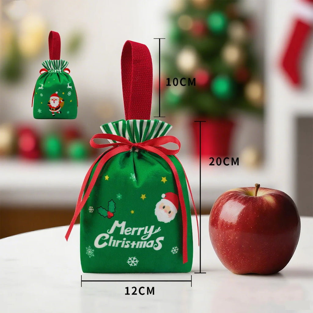 High Quality Velvet Christmas Gift Bag Drawstring Candy Box Reusable Diy Christmas Apple Bags Home New Year Party Decoration Oasis Select B other