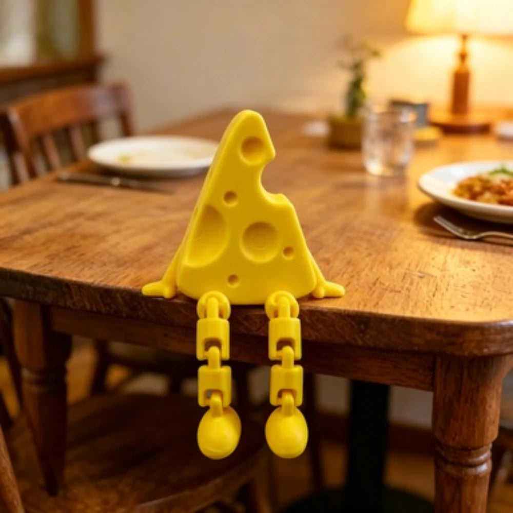 3D Printed Articulated Cheese Plush Toy with Active Joint Stress Relief Desktop Decoration Cute Cheese Doll Novelty Desk Gadget Oasis Select