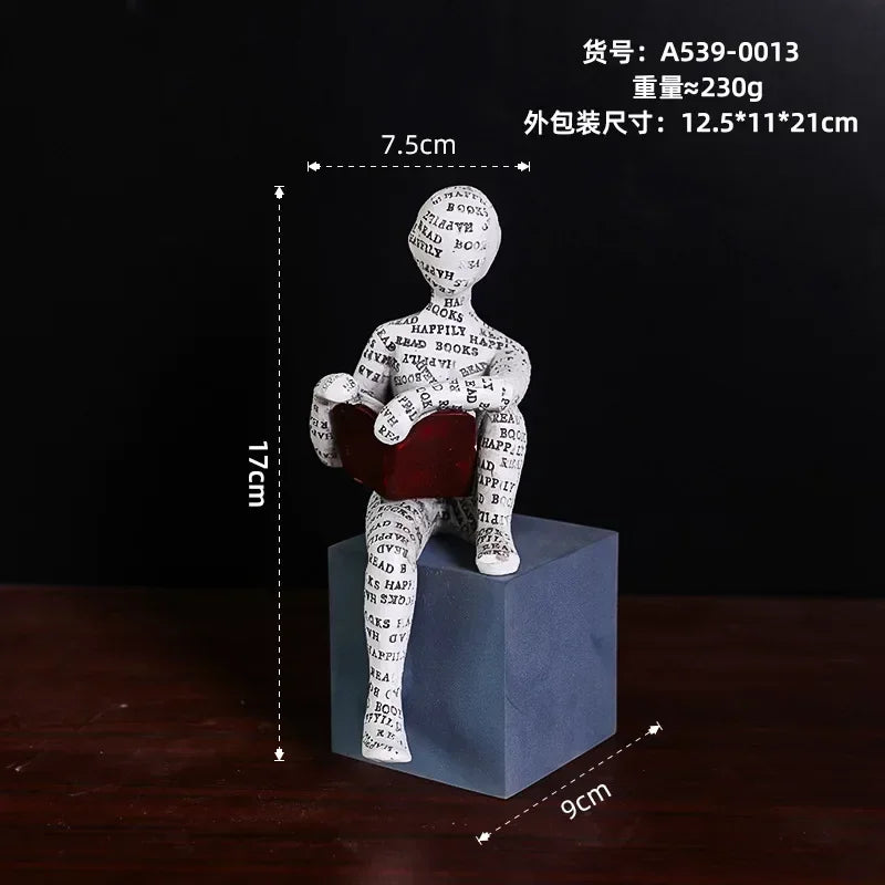 Creative Reading Book Pulp Woman Thinker Statue Decor Art Design Home Decor Accessories Modern Ornament Figurine Collectible Oasis Select E