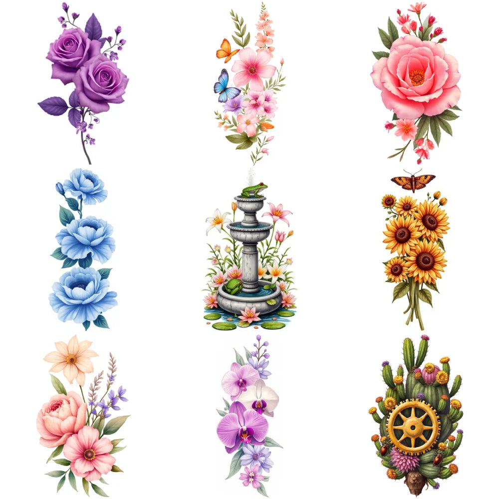 9-Piece Butterfly & Floral Temporary Tattoo Stickers | Waterproof