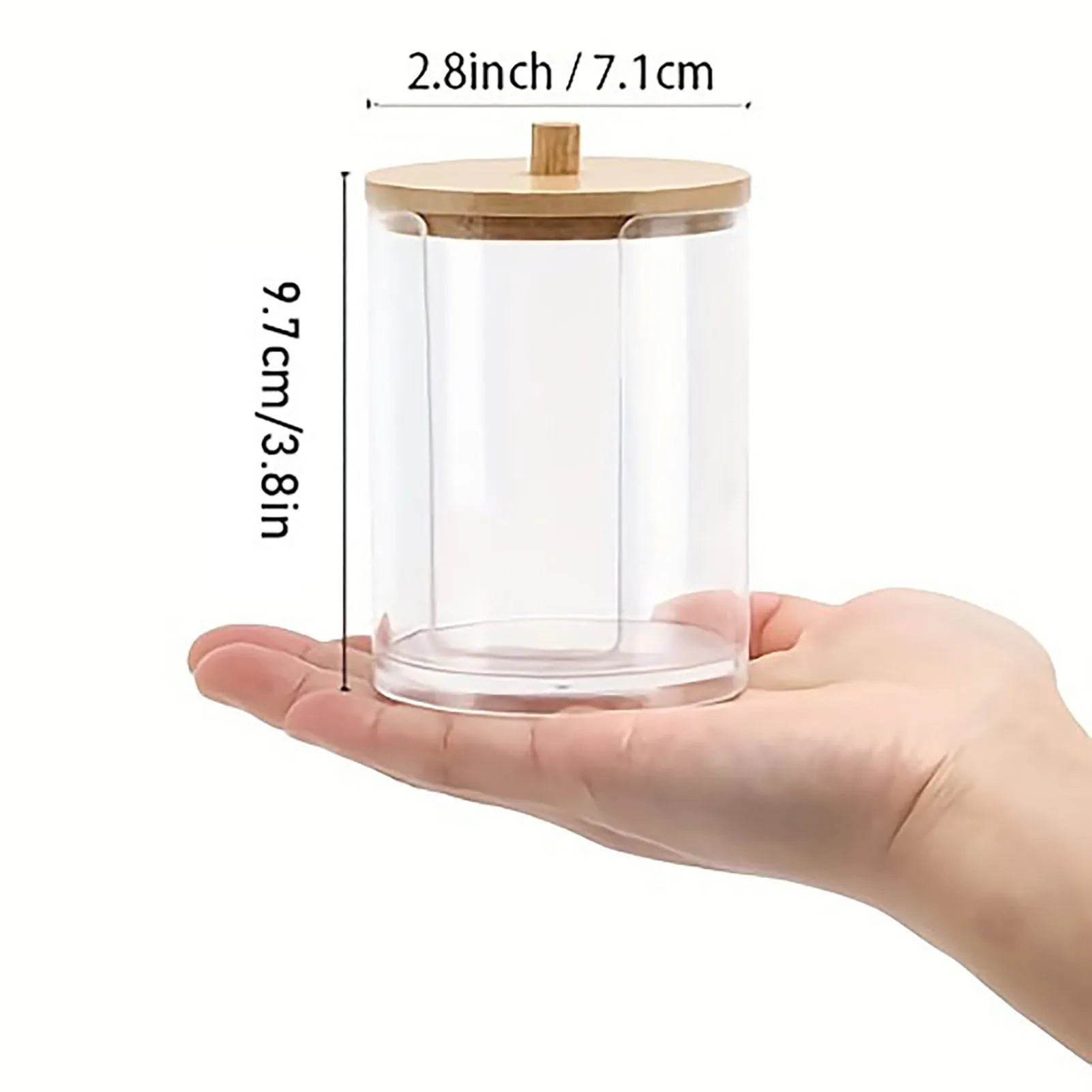 Cotton Round Pad Dispenser with Bamboo Lid/ Transparent Lid, Small Clear Acrylic Container for Cotton Swabs/Cotton Balls Oasis Select