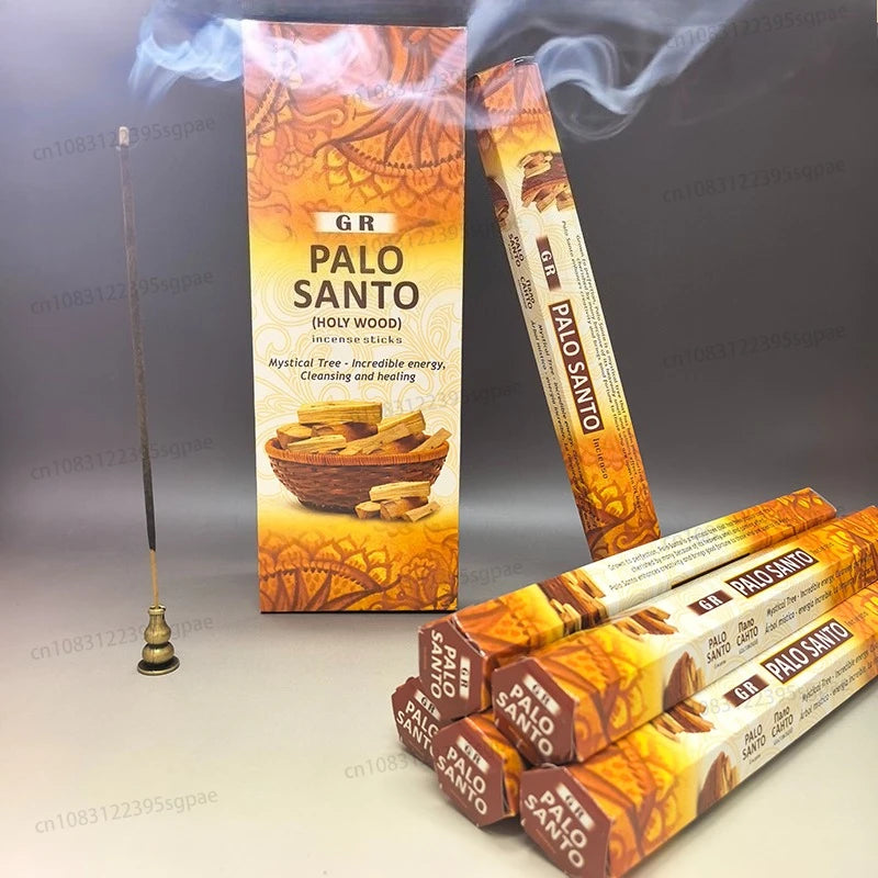 6 Boxes High-end Natural Palo Santo Incense Sticks，23cm Business Sandalo Dragons Blood White Sage Scents for Home Spa Meditation Oasis Select