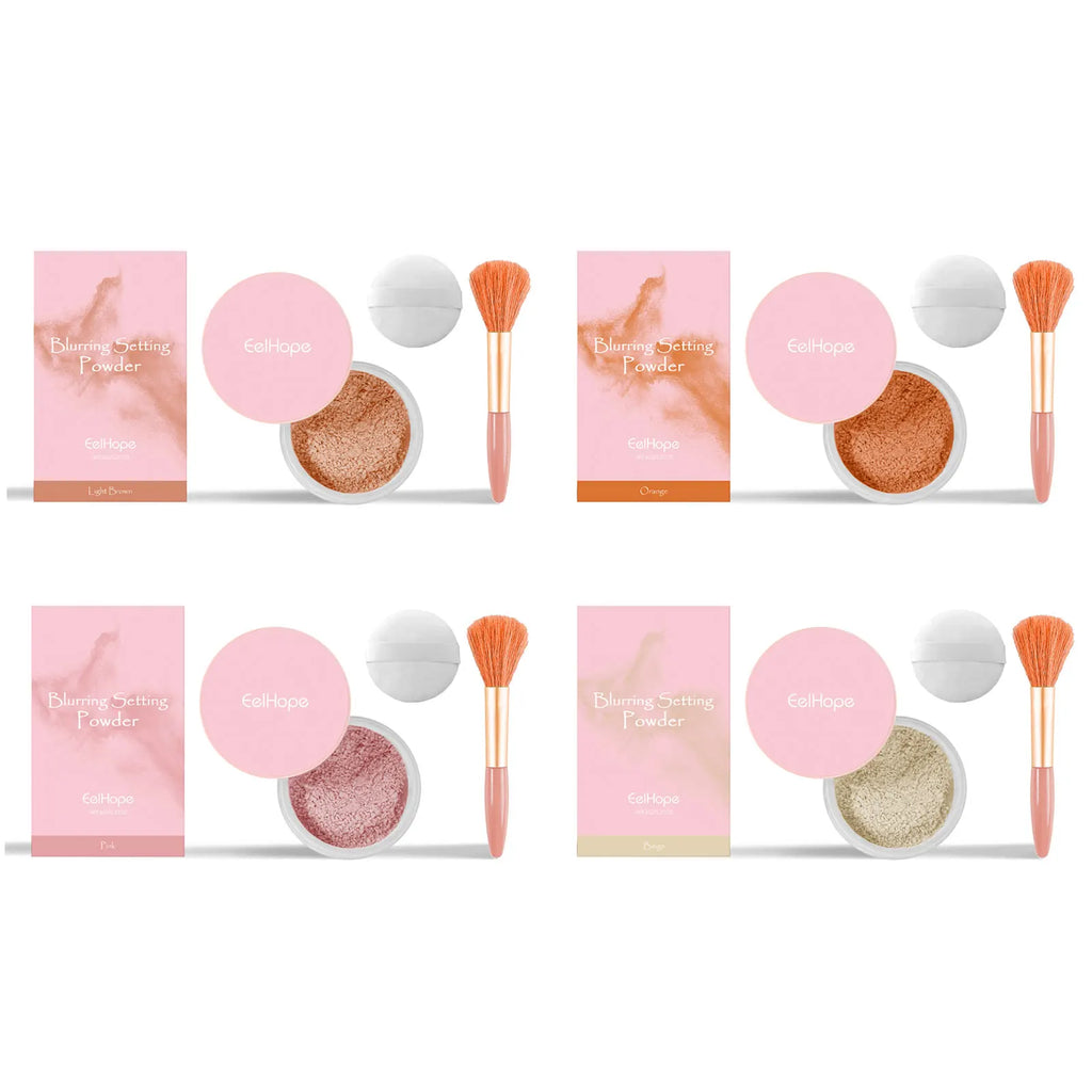 Eelhope Blurring Setting Powder – Matte Oil Control 6g Loose Setting Powder Oasis Select 4pcs with Brush