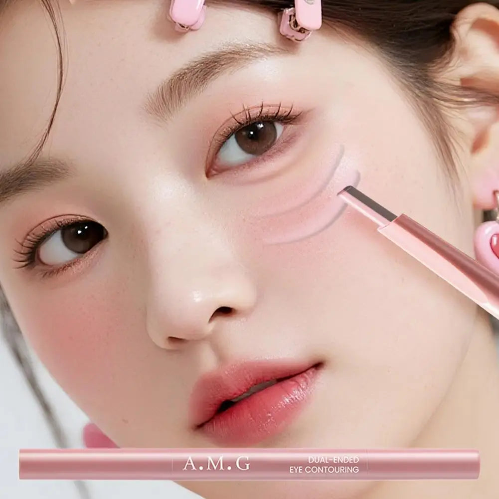 Double-headed Silkworm Eyeliner Pen Creamy Smooth Blendable Lying Silkworm Pencil, Under Eye Highlight Contouring Pen With Brush Oasis Select