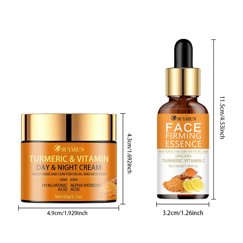 SUYARUN Vitamin C Brightening Cream + Turmeric Firming Serum Duo, Anti-Aging Skincare Set for Youthful Glow & Radiance. Oasis Select