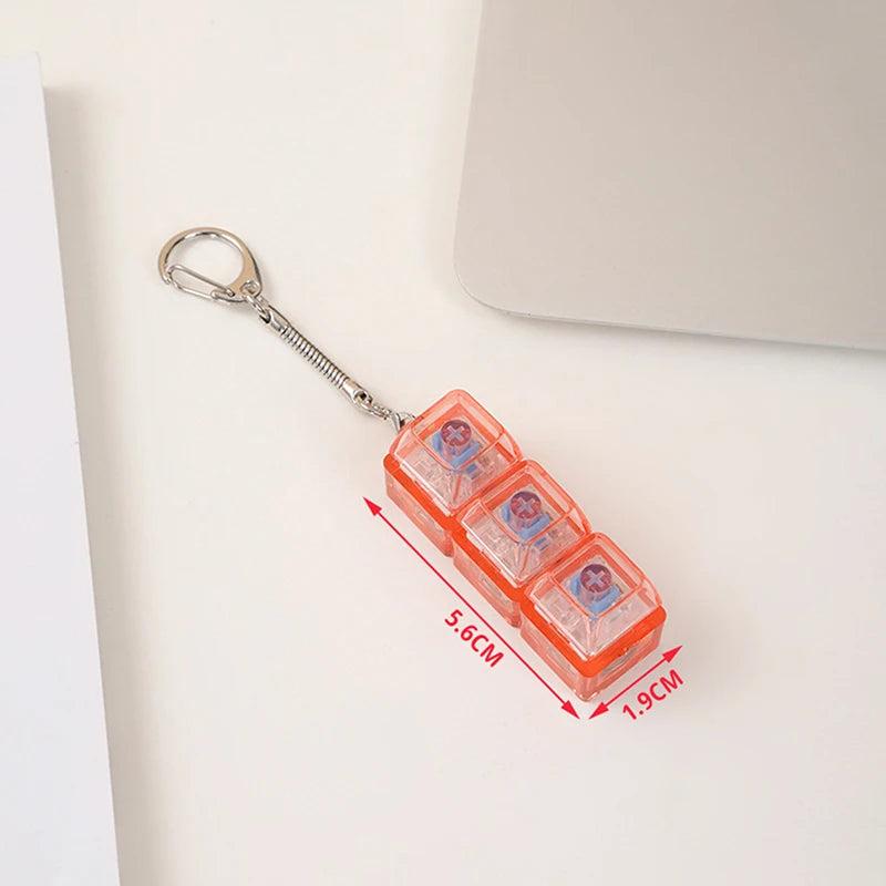 3Keys LED Finger Keyboard Keycap Stress Relief Fidget Keychain Mechanical Keyboard Tester Decompression Toy For Adults Children Oasis Select With lights C