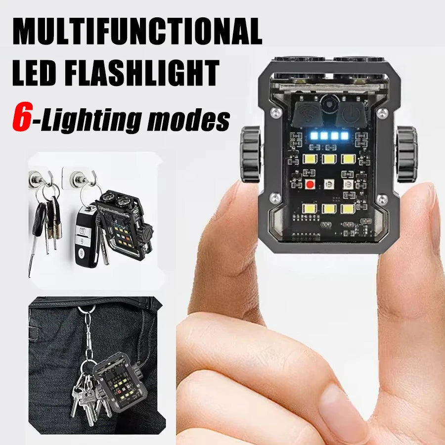 Mini Keychain Flashlight USB-C Rechargeable 6 Modes & Magnet