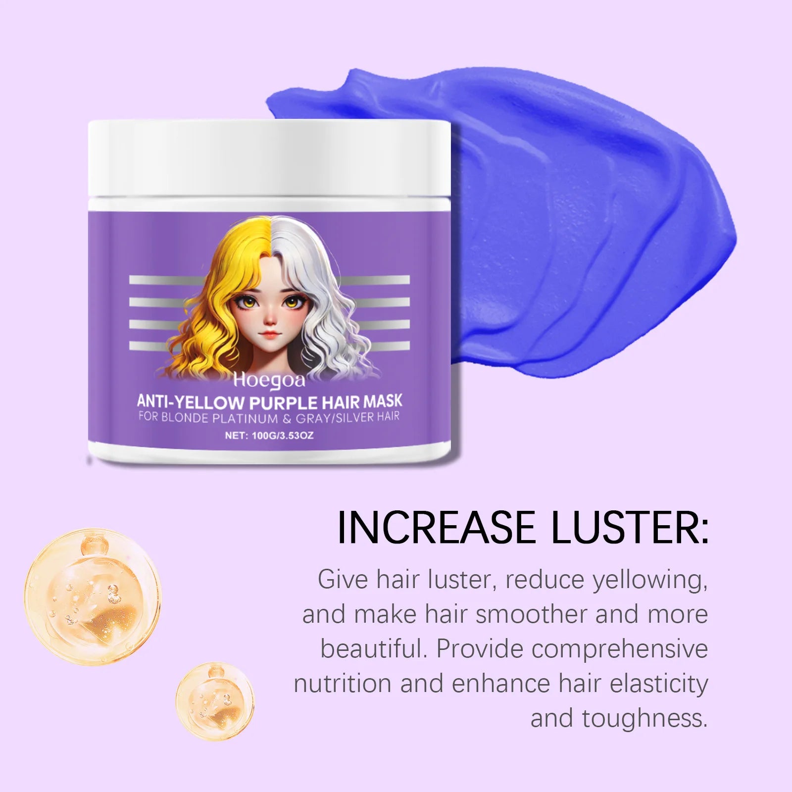 HOEGOA Purple Hair Mask – Anti-Brass Toner for Blonde & Silver Purple Toning Hair Mask Oasis Select