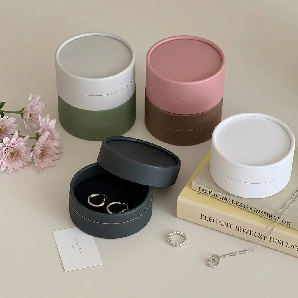 Round Minimalist Jewelry Box | Elegant Paper Gift Box