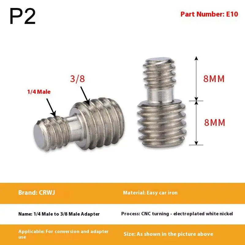 1/4" to 3/8" Male Tripod Screw Mount Adapter | Metal Camera
