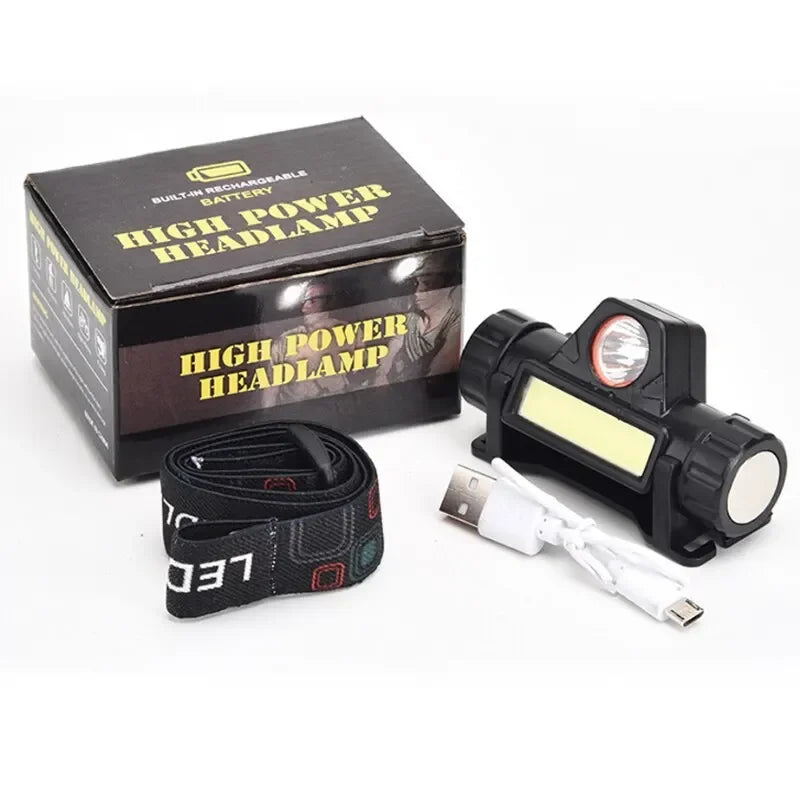 Rechargeable COB LED USB Headlamp Strong Magnetic Powerful Headlight Super Bright Waterproof Head Torch For Outdoor Fishing Oasis Select TD02