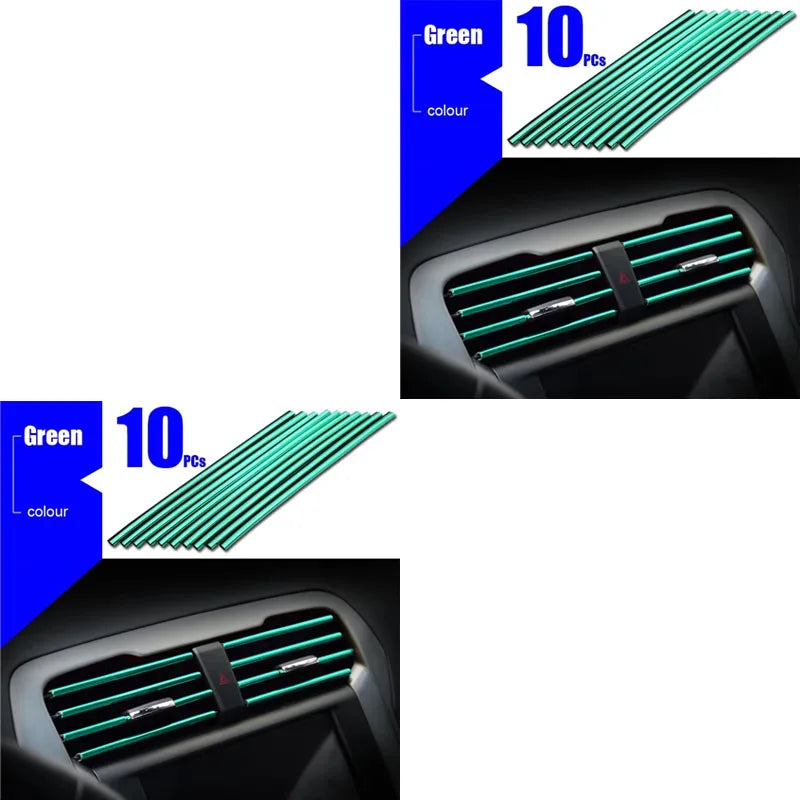10/20pcs Car Air Conditioner Decoration Strip For Vent Outlet Moulding Trim Strips Car Styling Car Door Edge Corner Decoration Oasis Select 20pcs Green