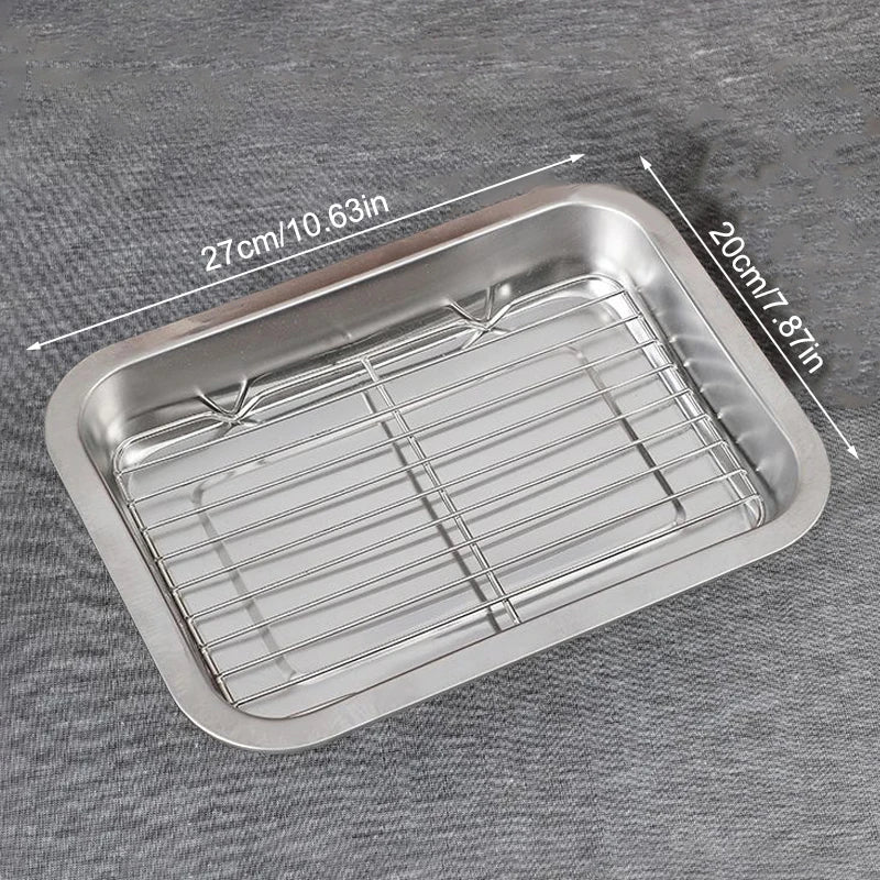 Stainless Steel Baking Tray Set with Removable Cooling Rack Non-stick BBQ Pan Tray Plate for Oven Brownie Cooking And Roasting Oasis Select Set S