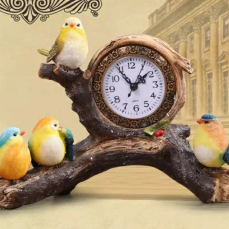 Decorative Home Fashion Clock Creative Personality Bird Table Clock Living Room Bedroom Bedside Silent Ornament Oasis Select