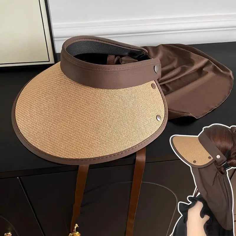 Foldable Sun Visor Hat Women gorros para el sol de mujer sombrero gorra Summer Anti-UV Travel Headwear 차단/모자햇빛가리개 Oasis Select Khaki