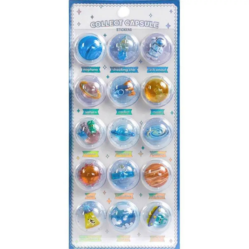 Creative 3D Capsule Embossed Crystal Sticker Kawaii 3D Relief Stickers Scrapbooking DIY Journal Cute Stationery School Sticker Oasis Select 06