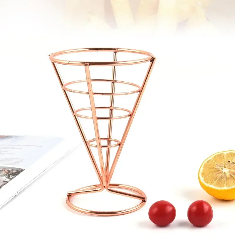 Fries Stand Fried Chicken Display Rack Stainless Appetizers Stand Cone Baskets Sauce Salad Dipping Cup Kitchen Party Tool Oasis Select MGJ
