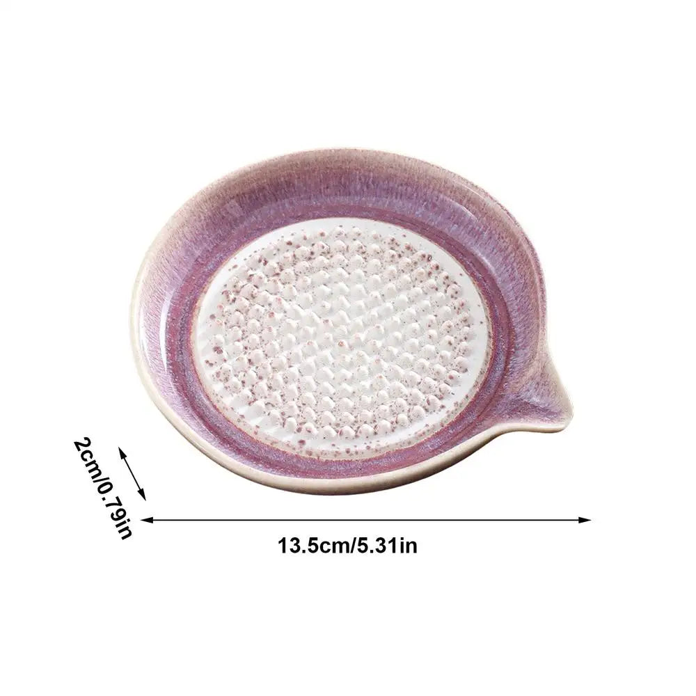 Grating Plate Ceramic Handmade Kitchen Tool Multifunctional Garlic Grater Dish for Home Kitchen Chocolate Onion Lemon Fruits Oasis Select Purple