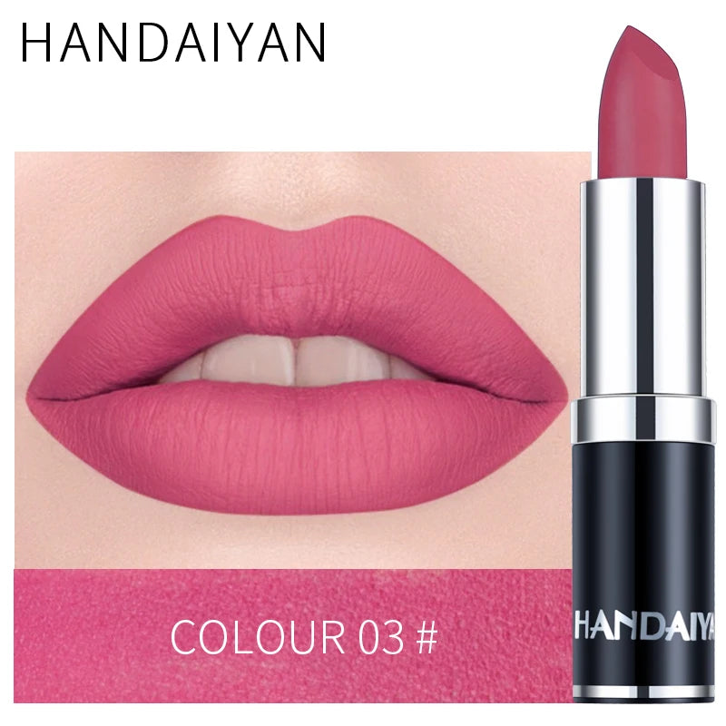 Handaiyan 12-Color Matte Velvet Lipstick – Long-Lasting Coverage
