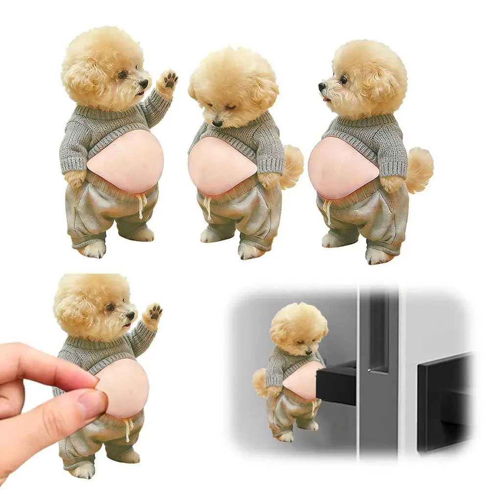 Shiba Inu Teddy Dog Belly Stickers Cute Puppy Wearing Outfit Silicone Self-Adhesive Stress Relief For Home Decor & Phone Oasis Select