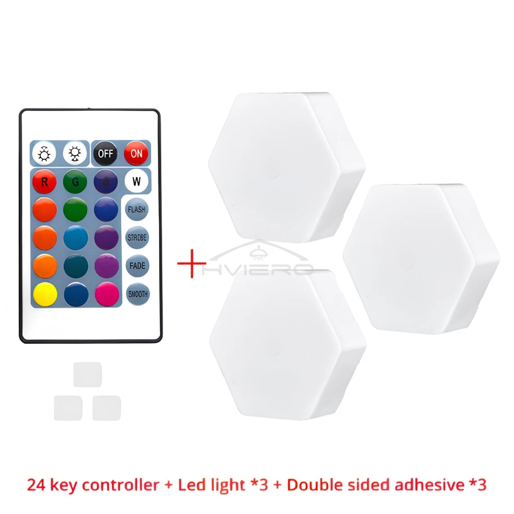 RGB Hexagon LED Wall Light – Touch & Remote Modular Honeycomb