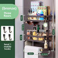Non-marking installation, no punching, kitchen side storage, plastic wrap hanger, refrigerator rack, towel rack Oasis Select Three Layers Bronze