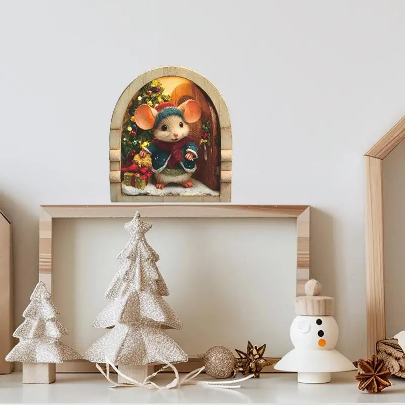 Christmas Mouse Hole Wall Stickers | Festive Home Decor