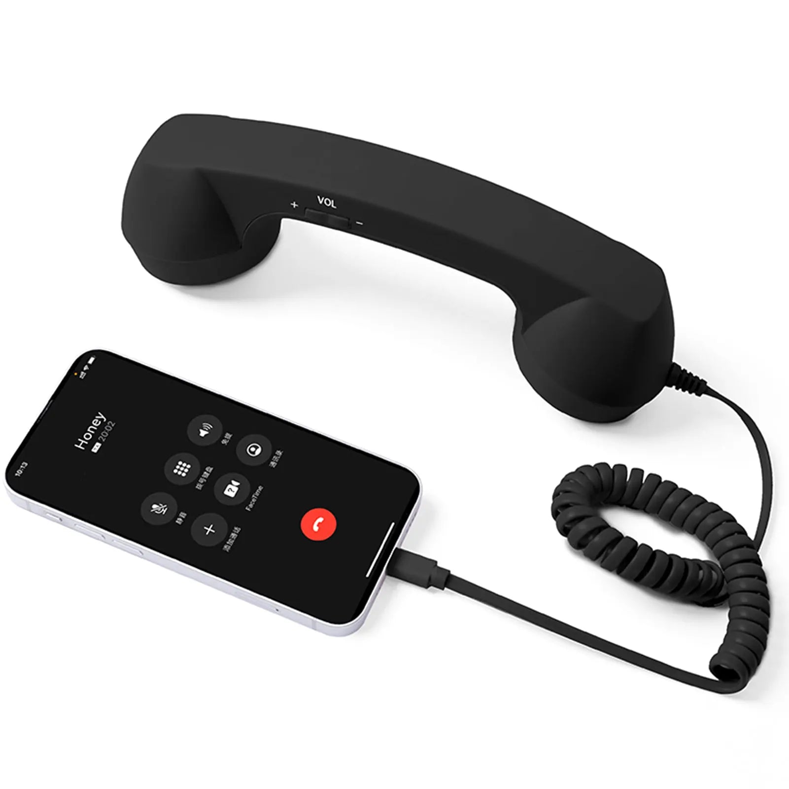 Retro Type-C Phone Handset | Vintage Wired Receiver for Smartphones Retro Phone Handset Oasis Select black