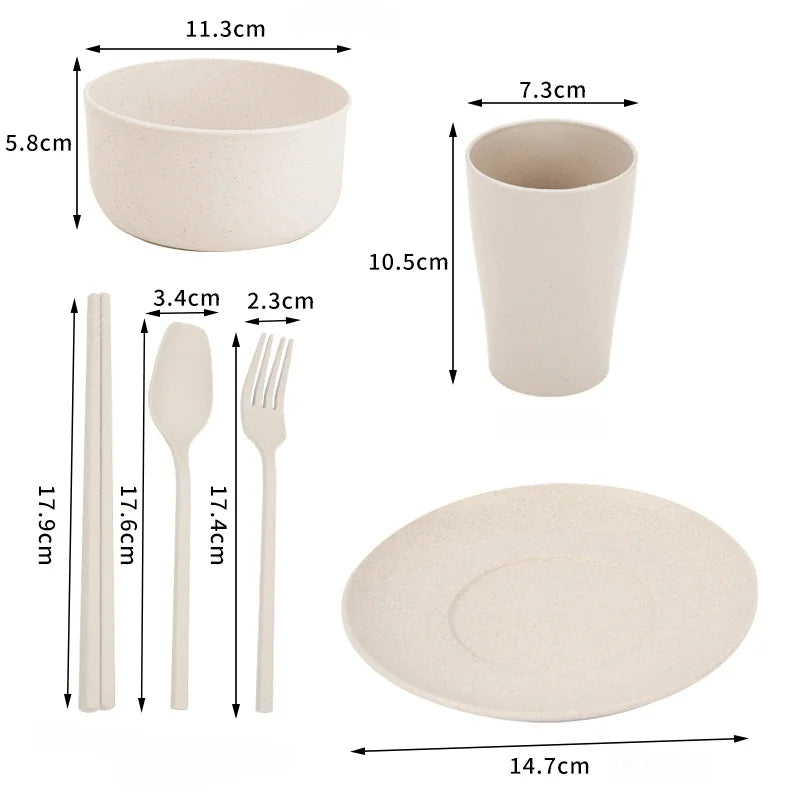 6Pcs Tableware Set Wheat Straw Cutlery Dinnerware Set Unbreakable Tableware Dishes Camping Set Of Dishes Dinnerware Oasis Select