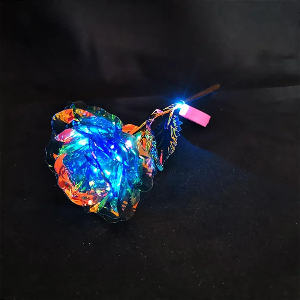 LED Glowing Rose Simulation Flower With String Lights For Christmas Anniversary Birthday Valentine's Day Gift Artificial Flower Oasis Select Colorful blue