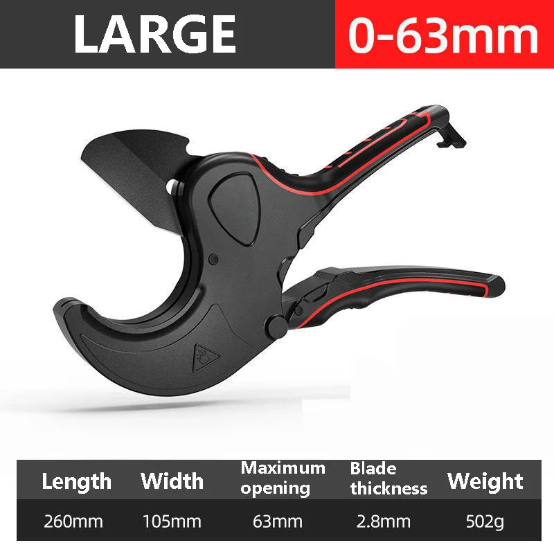Pipe Cutter 32mm-75mm Aluminum Alloy Body Ratchet Scissor Pipe Cutter PVC/PU/PP/PE Hose Cutting Hand Tool Oasis Select 0-63mm