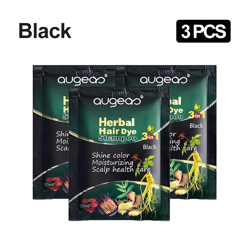 Natural Herbal Hair Dye Shampoo – Grey Coverage 30ml (3/5 Pack) Hair Dye Shampoo Oasis Select 3pcs black China Mainland