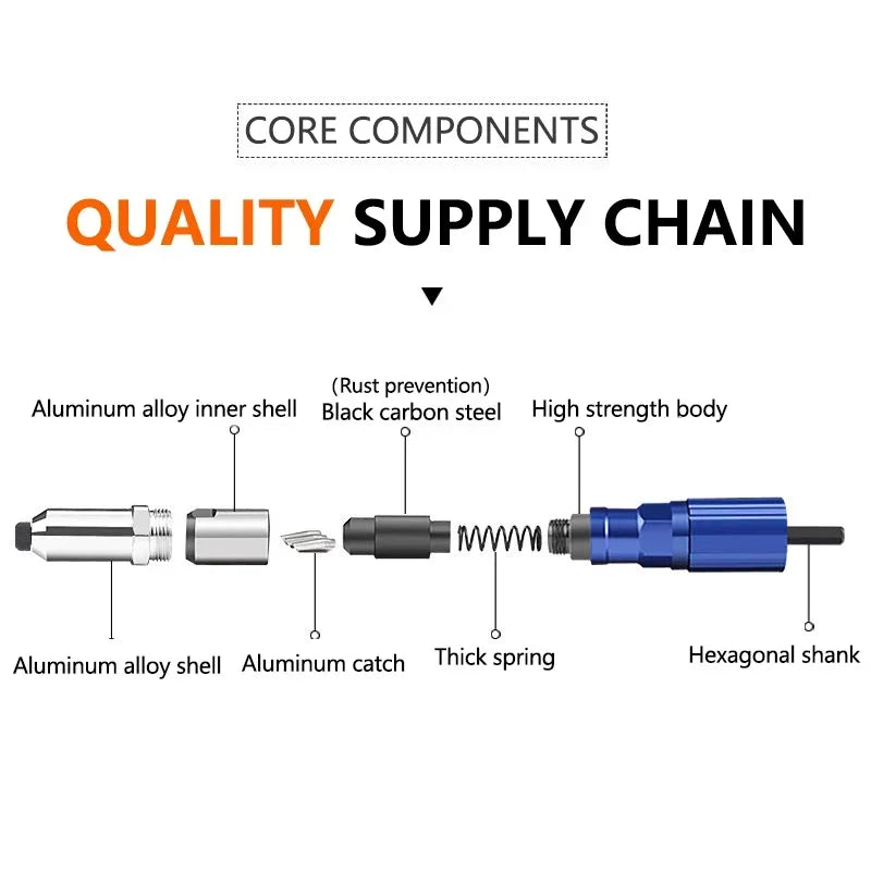 SLADE Electric Rivet Gun Adapter 2.4–4.8mm Cordless Drill Rivet Gun Adapter Oasis Select