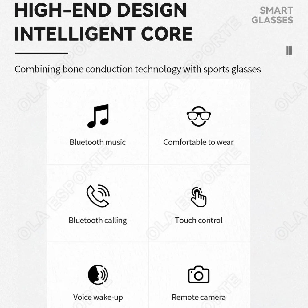 Ola Esporte Smart Bluetooth Glasses – Calls, Music & UV Lenses