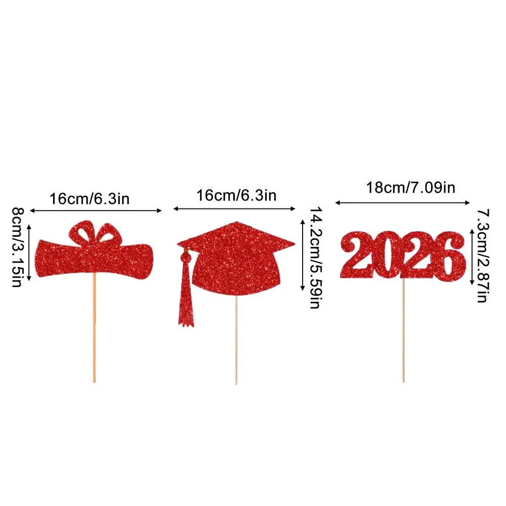 Graduation Season Decor 2026 Graduation Cake Topper for Graduation Cake Topper Party DIY Cake Dessert Decoration Supplies Oasis Select Red