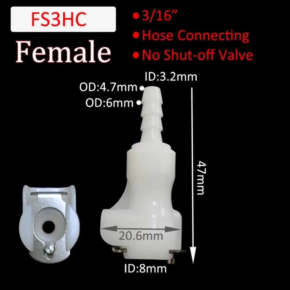 1Pc Disconnect Fitting Coupling Hose Joint Tube Connector Male Female Hose Barb Valved S-series 3/16 1/4 Quick Coupler Oasis Select FS3HC