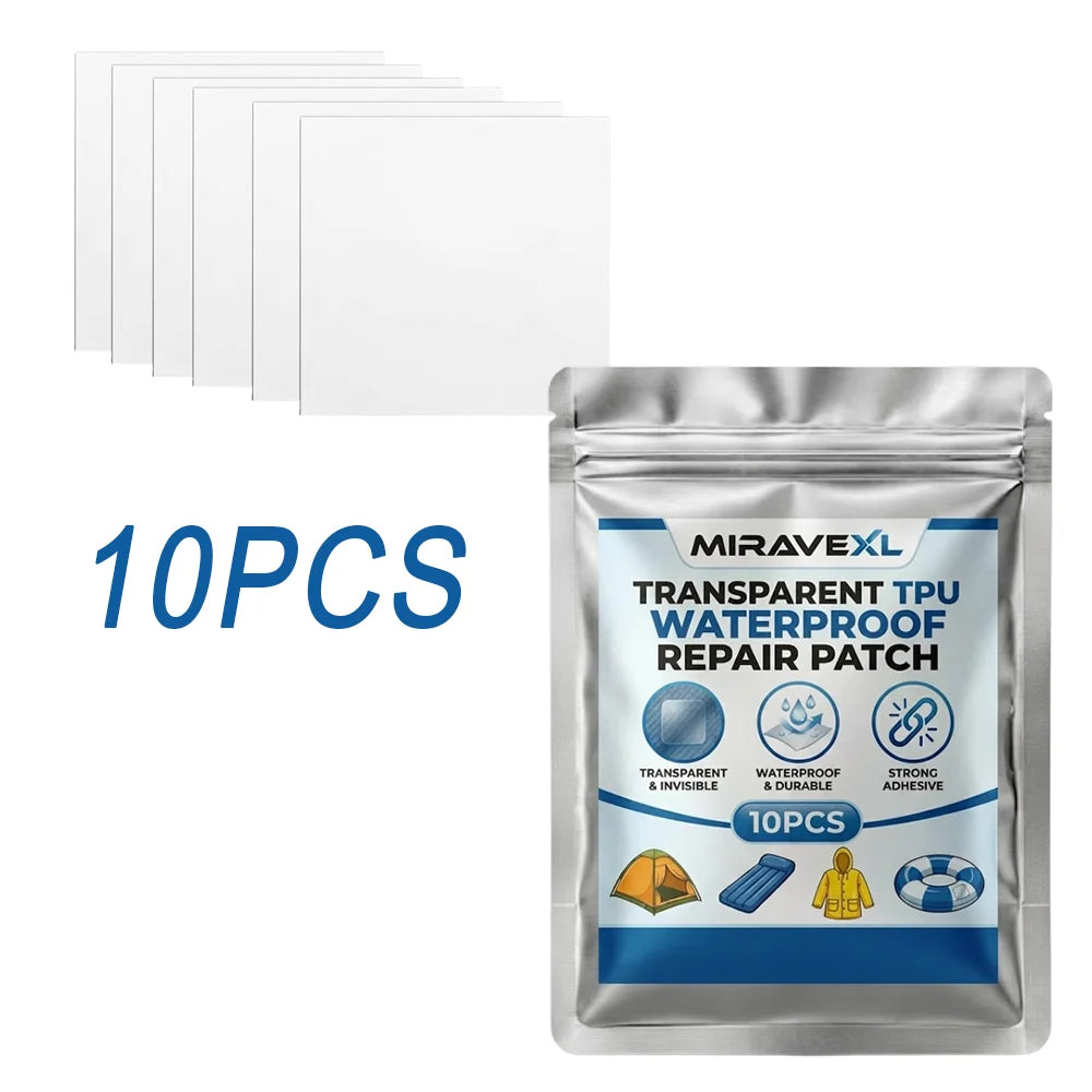 MIRAVEXL Transparent TPU Waterproof Repair Patch 10/20PCS Strong Adhesive Clear Tape forTent Inflatable Boat Raincoat Outdoor A Oasis Select 10PCS