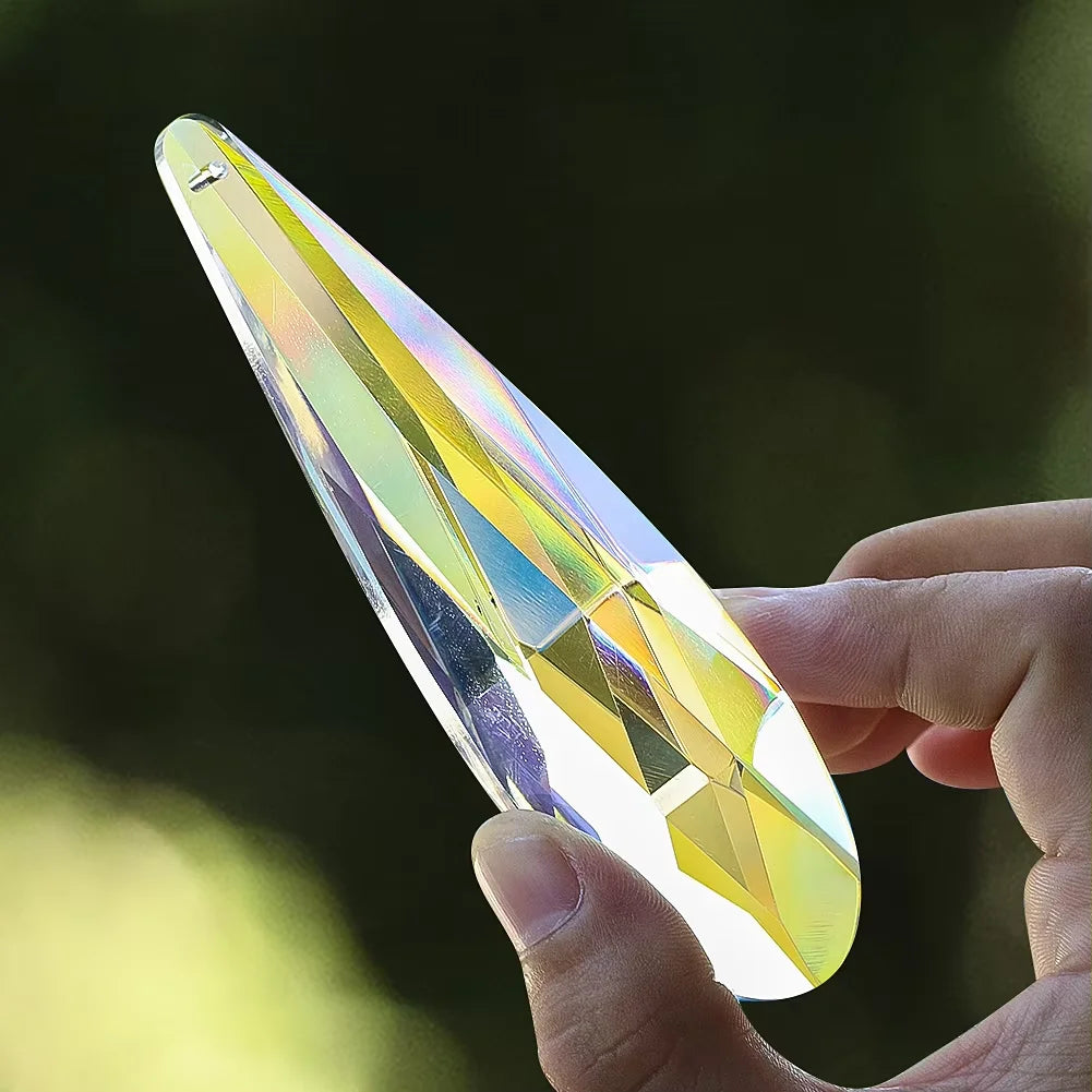 120mm Rainbow Crystal Suncatcher Hanging Prisms for Window Faceted Glass Teardrop Sunlight Chaser Catcher Pendant Garden Decor Oasis Select
