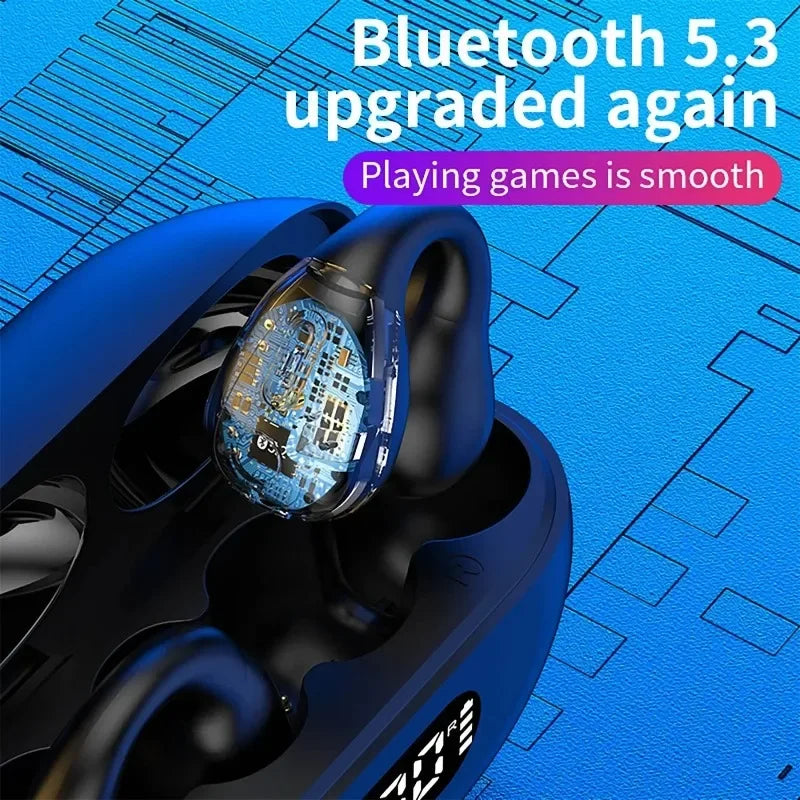 NEW TWS Q80 Wireless Headphones Bluetooth 5.3 Bone Conduction Earphones Earclip Design Touch Control Led Earbuds Sports Headsets Oasis Select