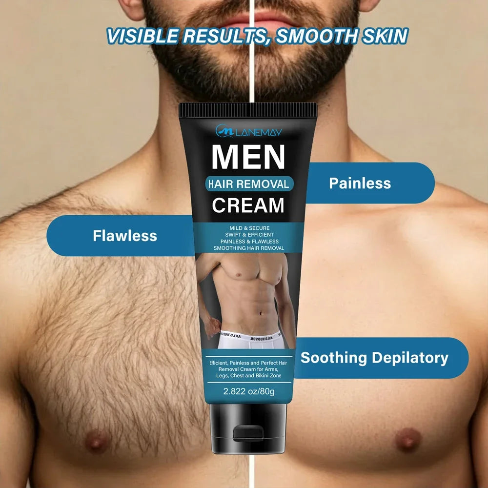 Men's Hair Removal Cream Sensitive Formula Gentle Remove Body Hair Fast Effective Intimate Areas Painless Men's Depilatory Cream Oasis Select