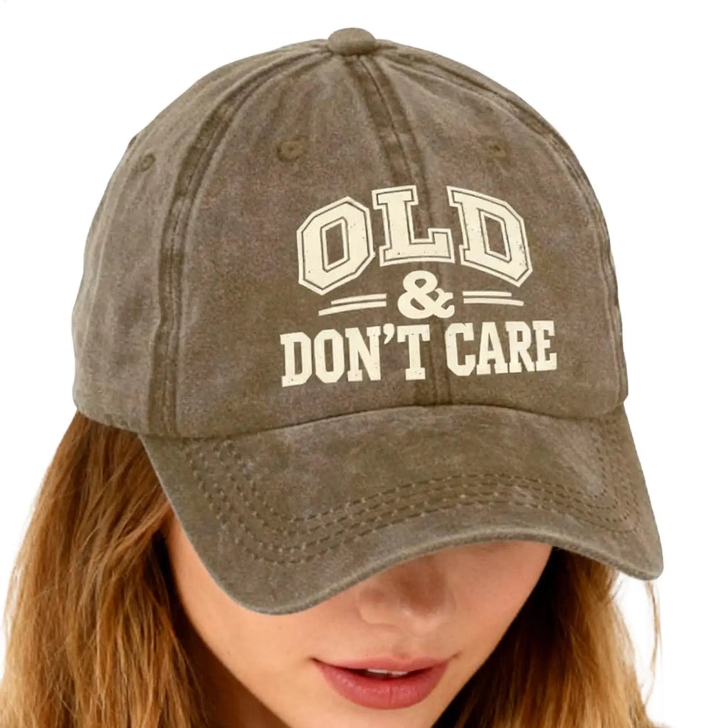 Vintage Baseball Caps Retro OLD Dont Care printing Hat Unisex Style Distressed Washed Headwear Outdoor All Seasons Travel Hats Oasis Select