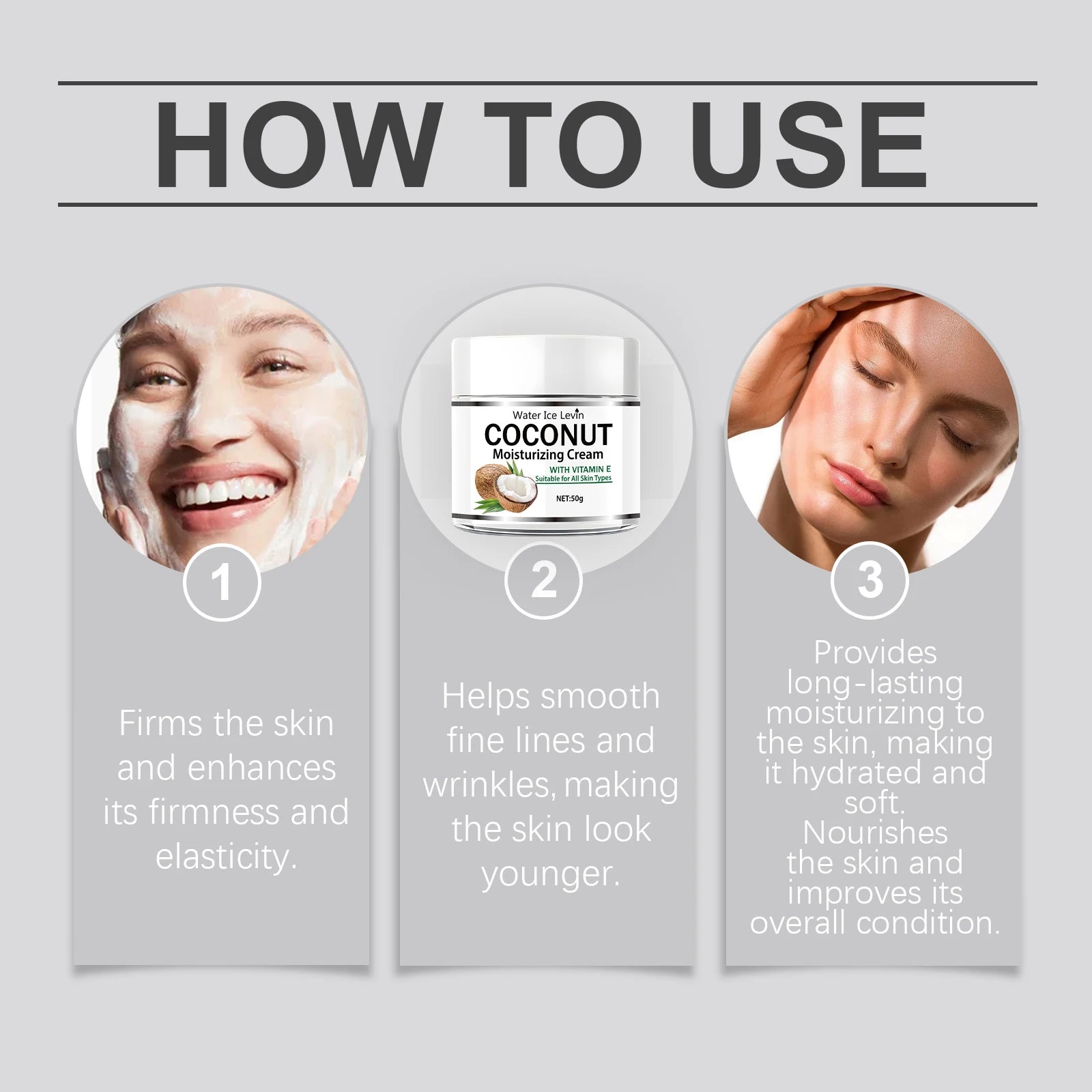 Coconut Oil Face Cream – Collagen, Retinol & Hyaluronic Acid 50g Face Moisturizing Cream Oasis Select