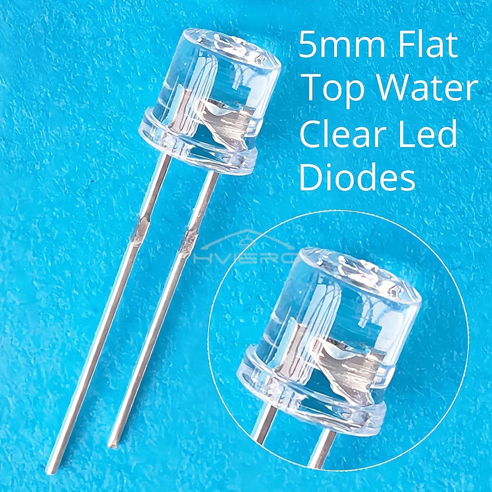 10PCS 5mm Flat Top Ultra Bright LED Diodes – Wide Angle Bulbs
