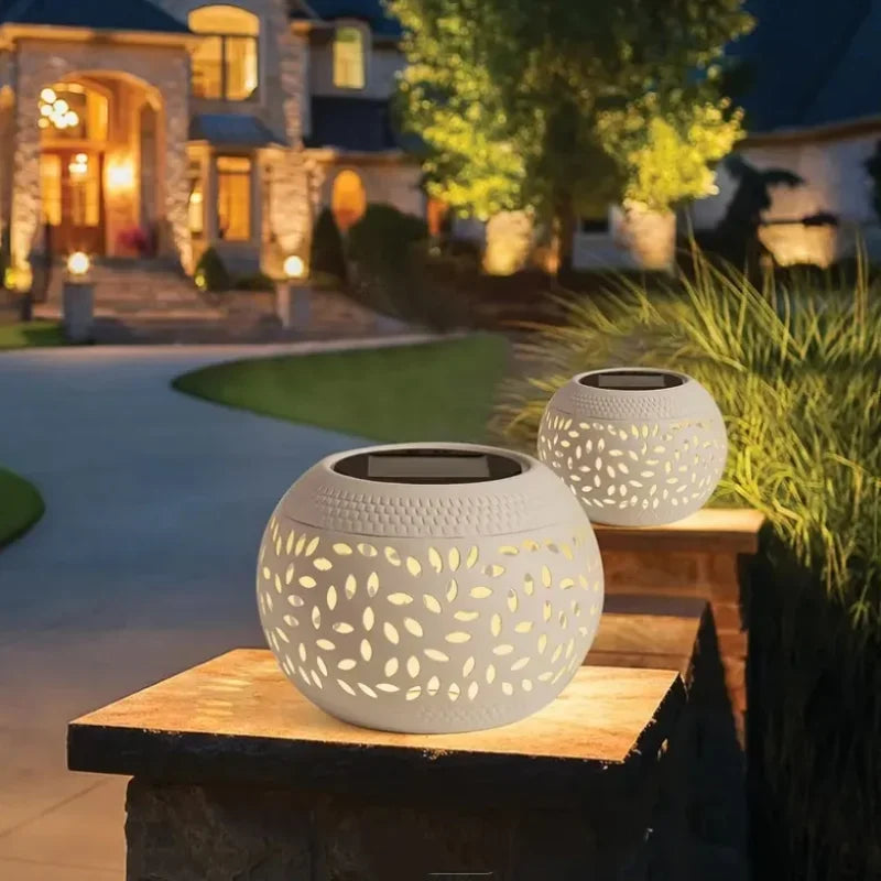 Solar desktop lamp, desktop lighting lamp, hollow metal lighting lamp, solar lamp, suitable for courtyards, gardens and lawns Oasis Select