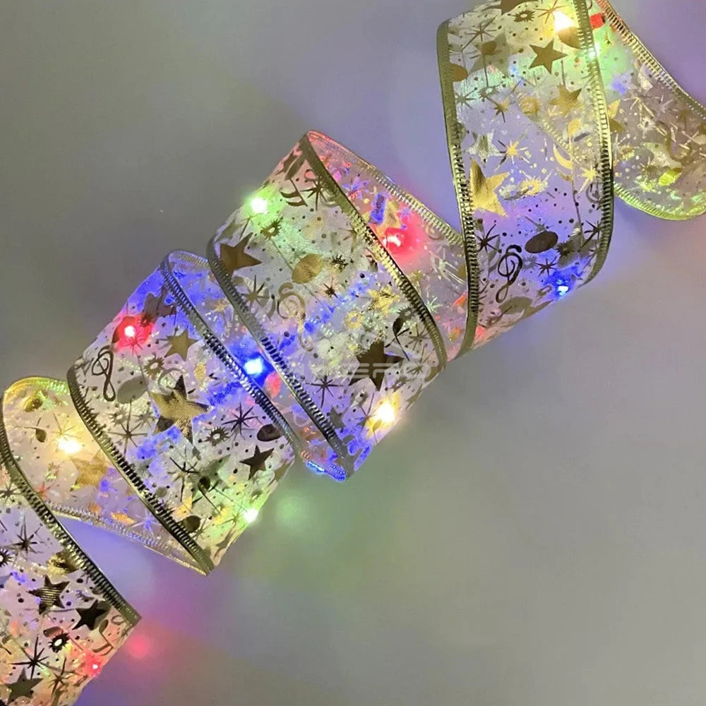 Gold Ribbon LED Fairy Lights 10m – Warm White Christmas String